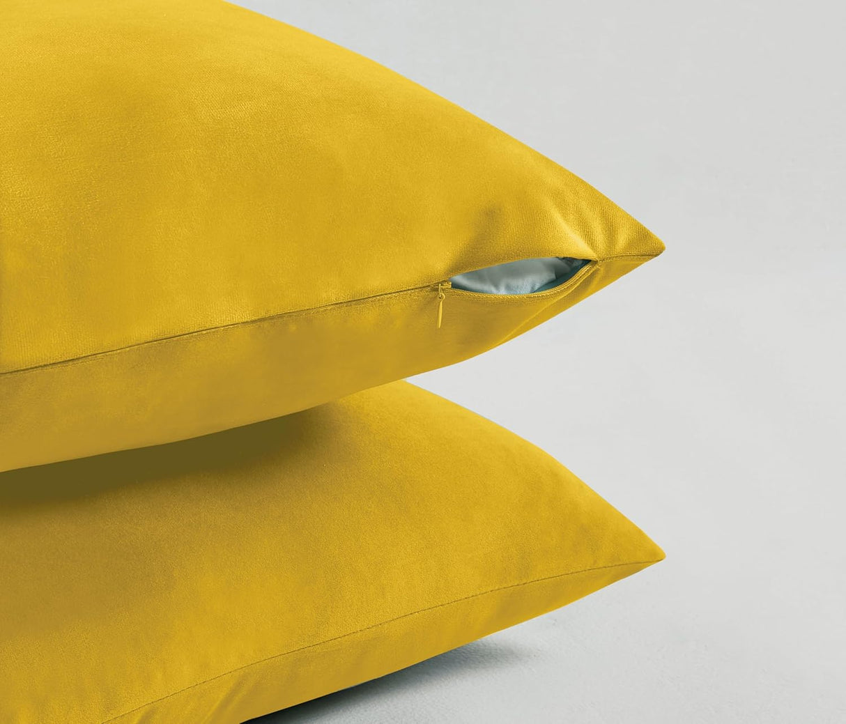 Twin-Pack Velvet Cushion Covers - Soft Microfibre Cushion Covers with Hidden Zipper (Yellow, 45cm*45cm)
