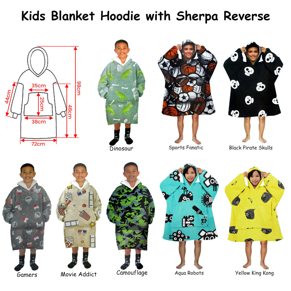 Cozy Aqua Robot Sherpa Blanket Hoodie for Kids