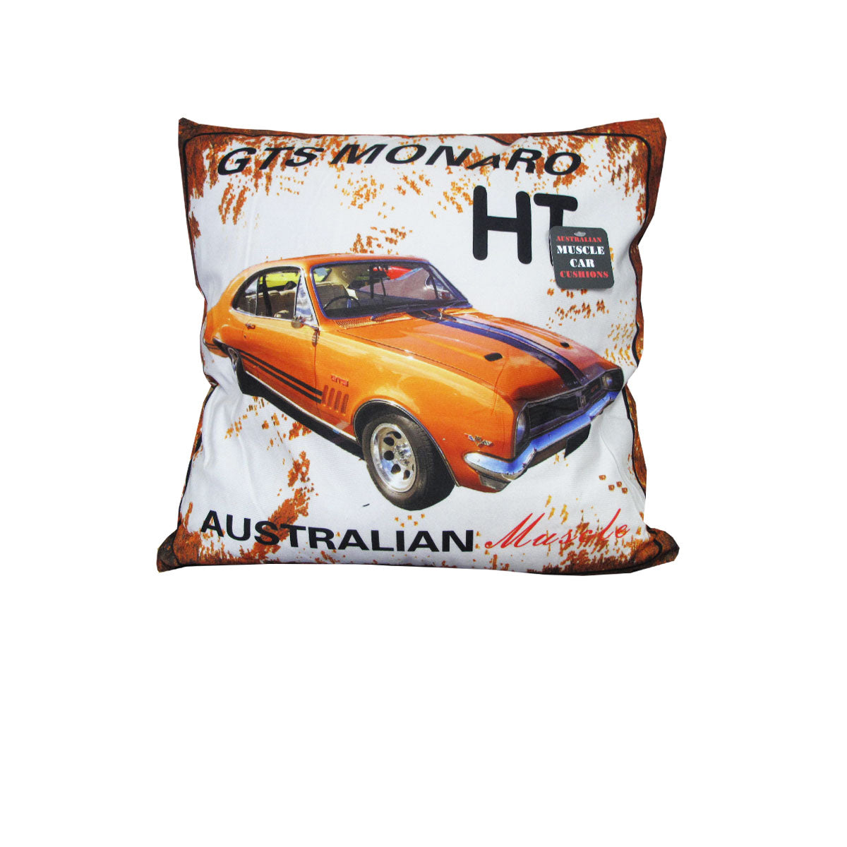 Muscle Car Enthusiast Cushion - HT GTS Monaro in Vibrant Yellow