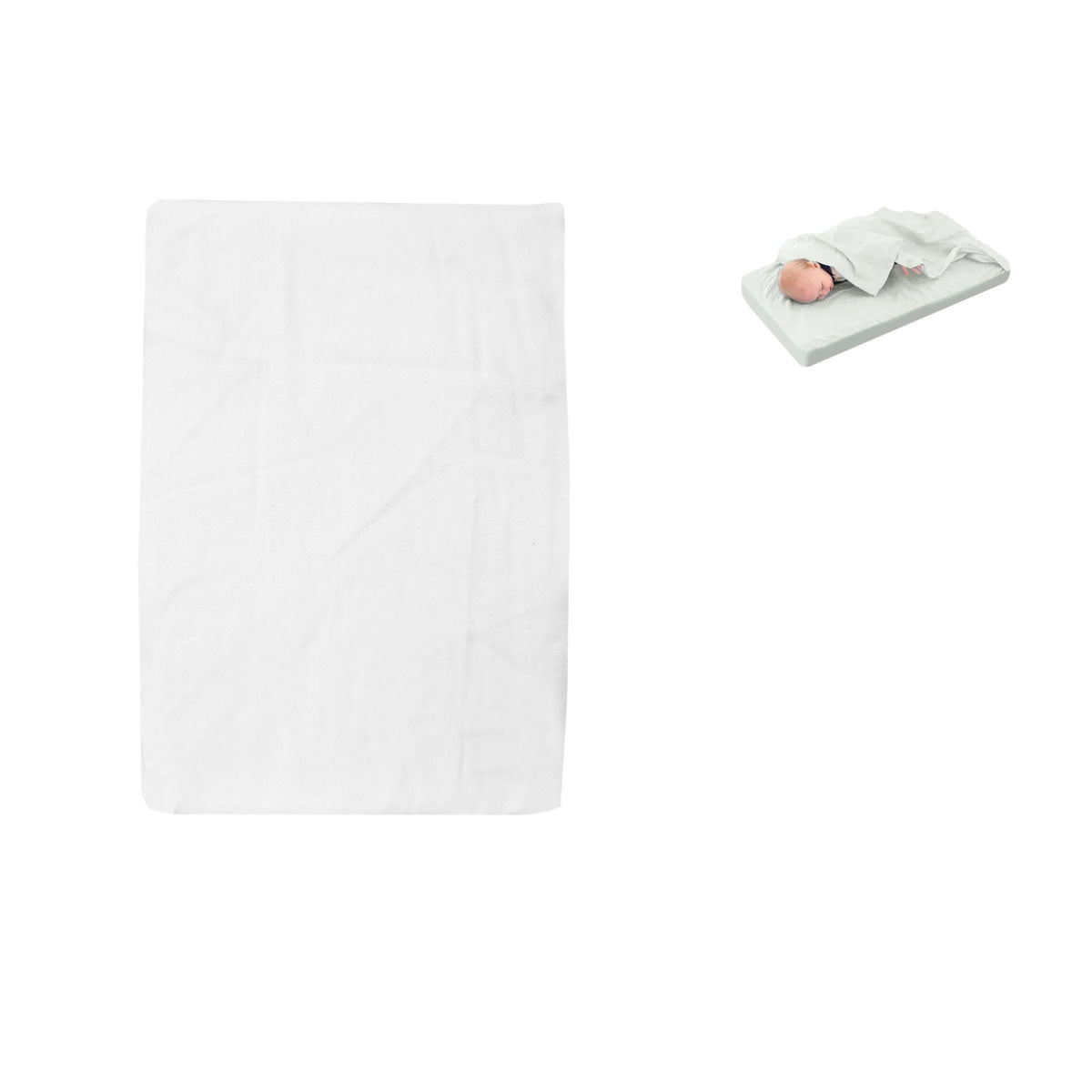 Dual-Function Bassinet Fitted Sheet with Attached Flat Sheet in White
