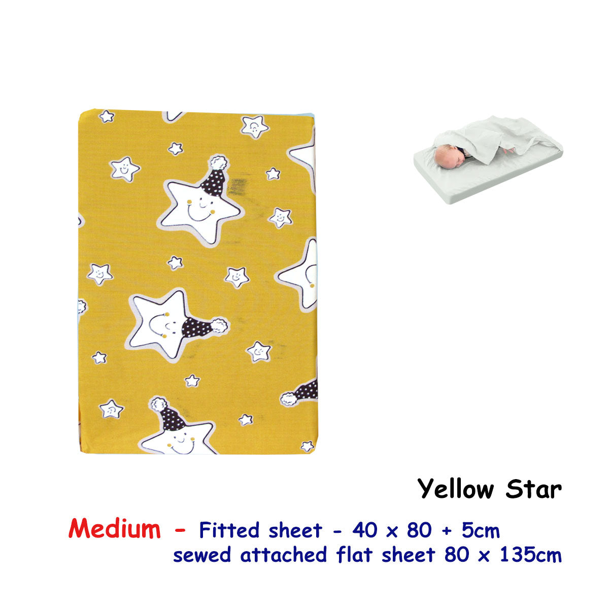 Starry Nights Bassinet Fitted Sheet with Attached Flat Sheet