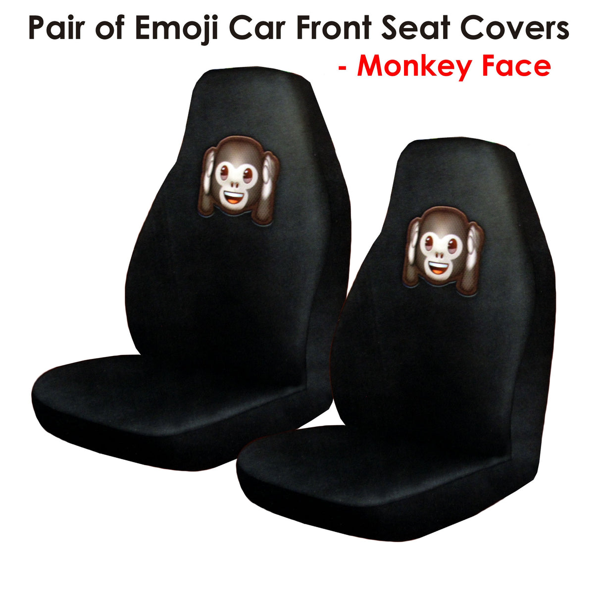 Funky Monkey Face Emoji Front Seat Covers for Cars