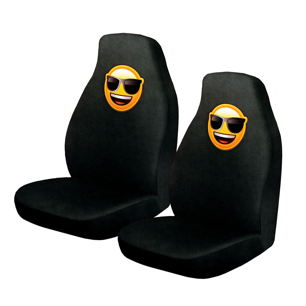 Emoji-Themed Front Seat Covers with Fun Sunglasses Faces