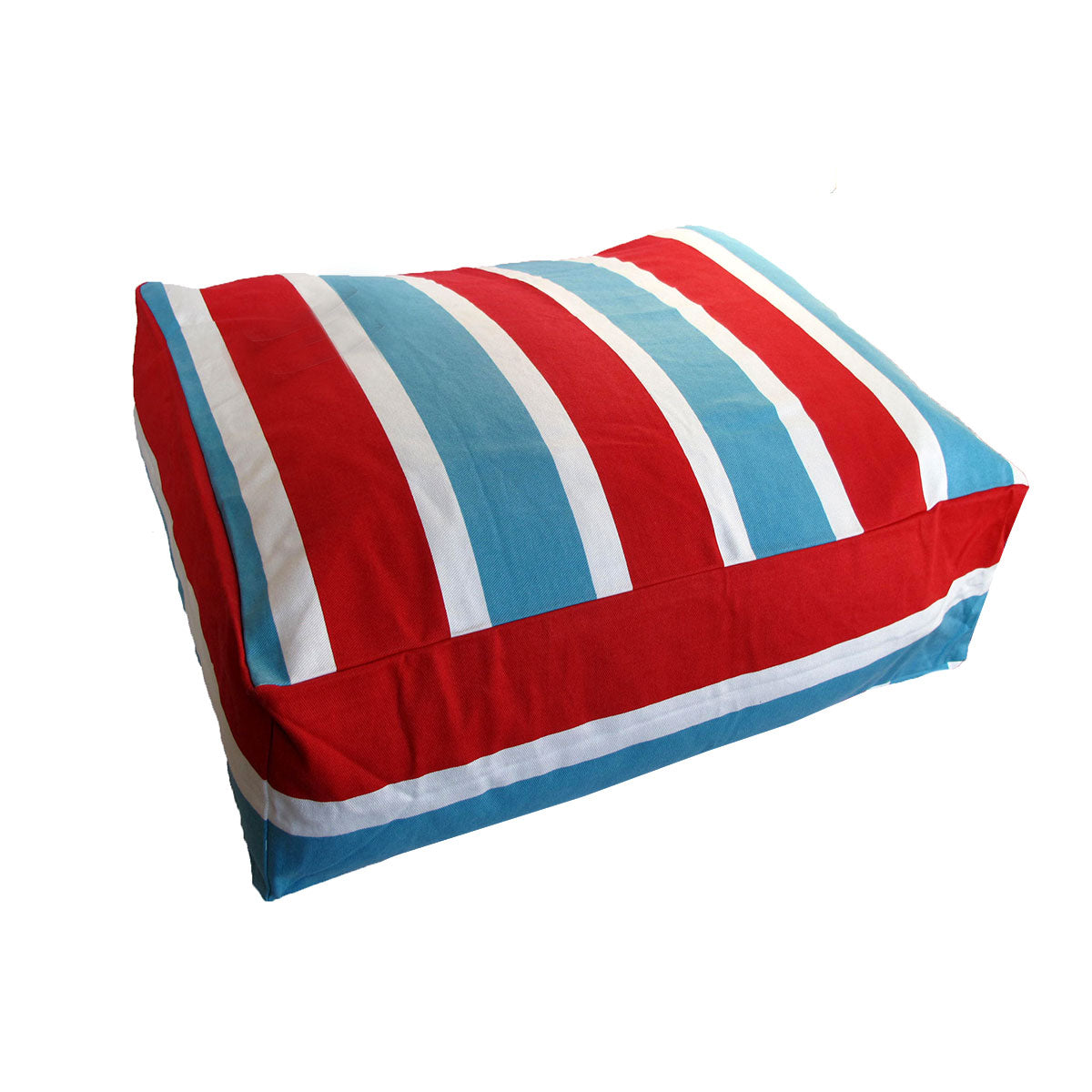 Durable Striped Cotton Dog Bed Cover in Blue and Red, Medium Size