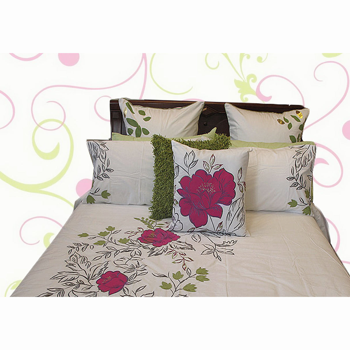 Tropical Paradise Monique Embroidery Quilt Cover Set - DOUBLE