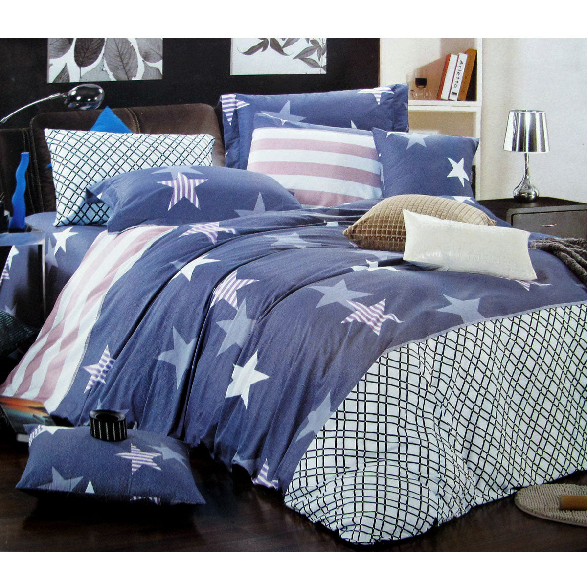 Starry Dreams Cotton Quilt Cover Set for Kids - Single Size
