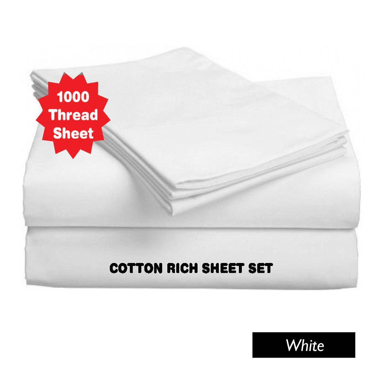 Luxury Living 1000TC Cotton Rich Sheet Set White King