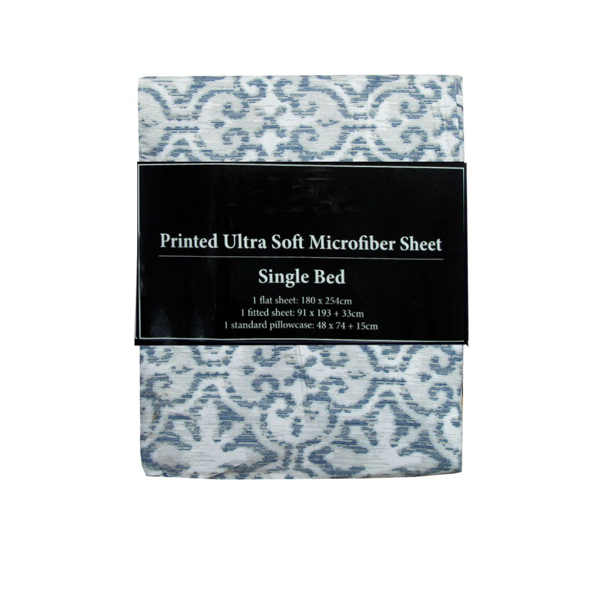 Printed Microfiber Sheet Set Single Silver Imperial