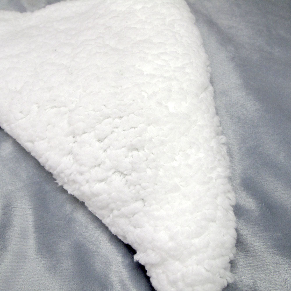 3 Piece Luxurious Micro Mink and Sherpa Comforter Set for Queen Bed in Sky