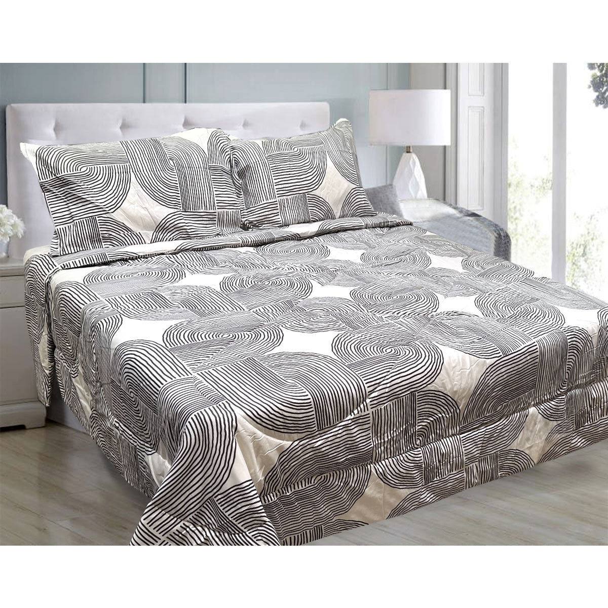 Hotel Living Oscar Curves 3-Piece Lightweight Comforter Set for Queen/King Size