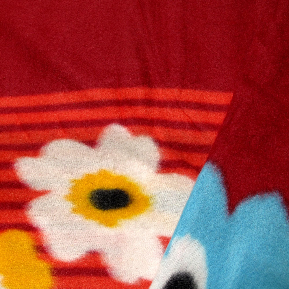 Burgundy Floral Extra Large Polar Fleece Throw Blanket 150 x 200 cm