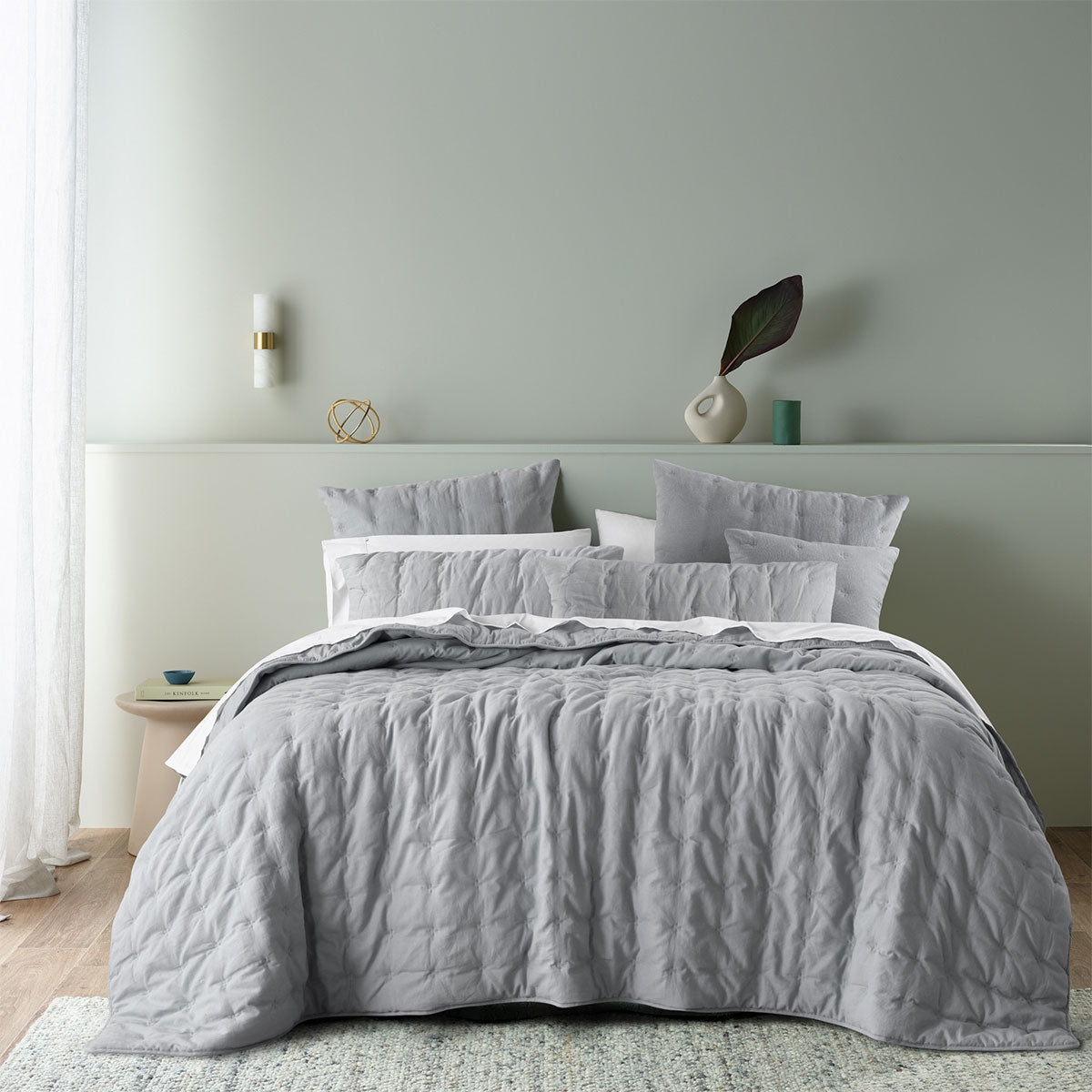 Langston Silver Pre-Washed Linen-Cotton Comforter Set for Queen/King Beds