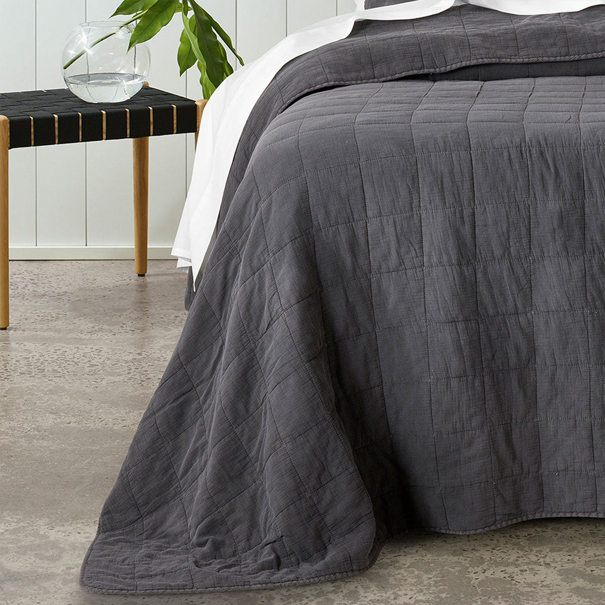 Geraldton Coal Lightweight Cotton Coverlet Set for Queen/King Beds