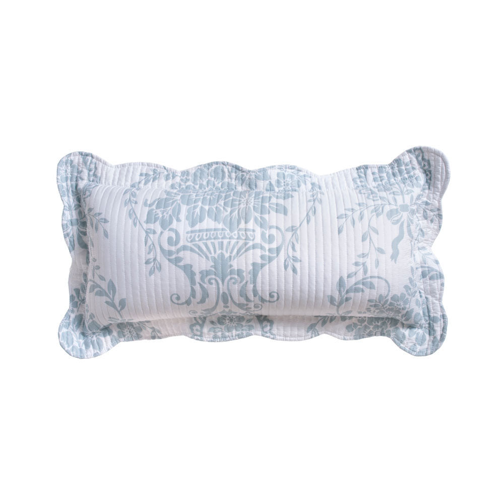 Florence Floral Quilted Blue and White Rectangular Cushion