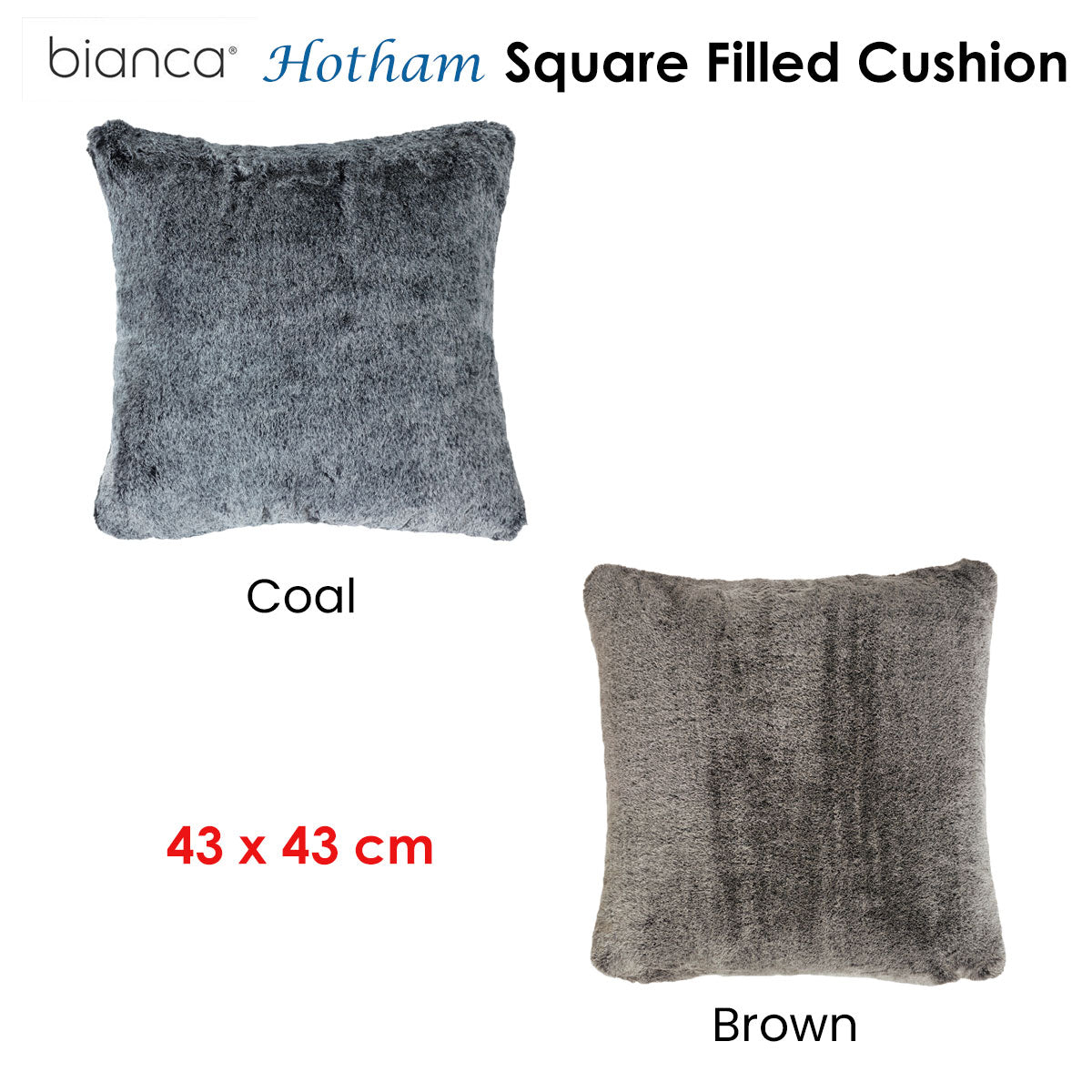 Bianca Hotham Faux Fur Square Cushion 43 x 43 cm in Warm Brown
