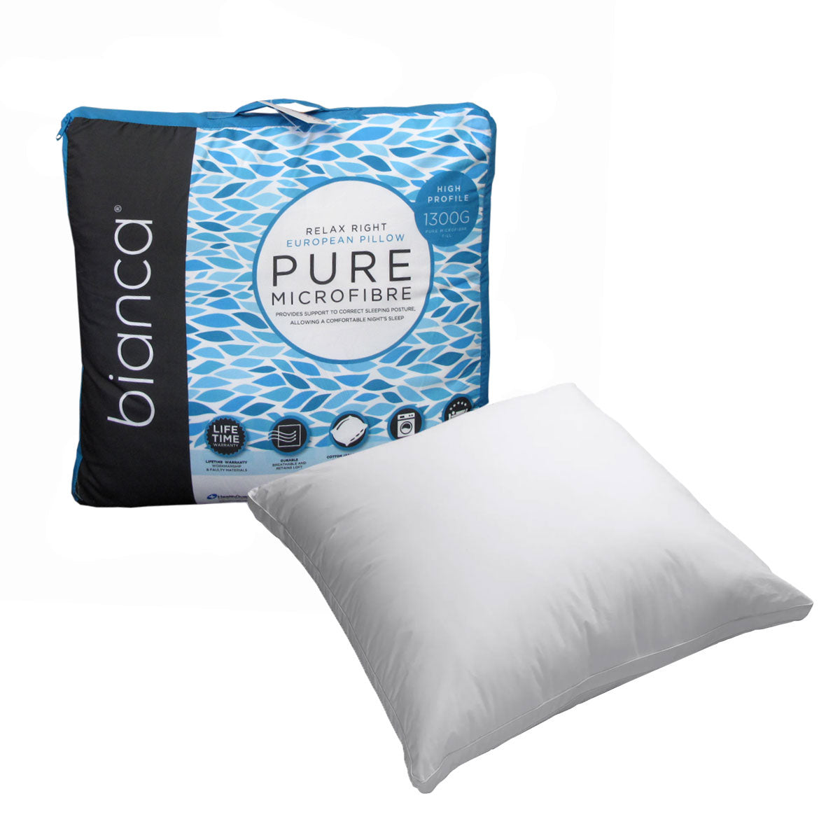 Bianca Luxurious 1300g Microfiber European Pillow - 65 x 65cm