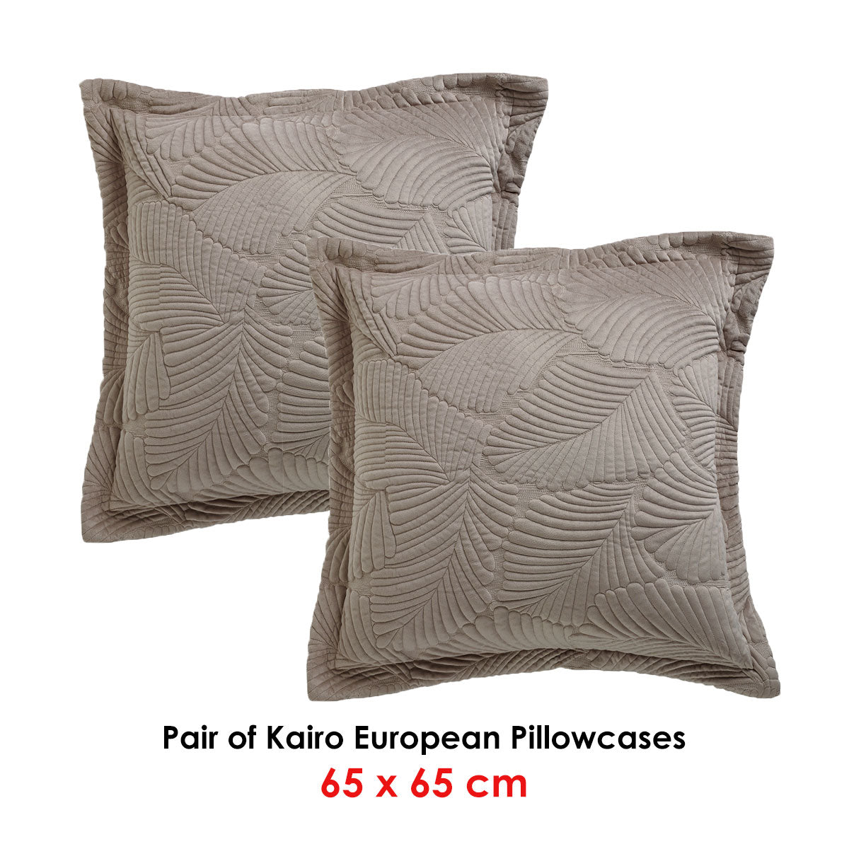 Kairo Taupe Velvet European Pillowcase Set by Bianca