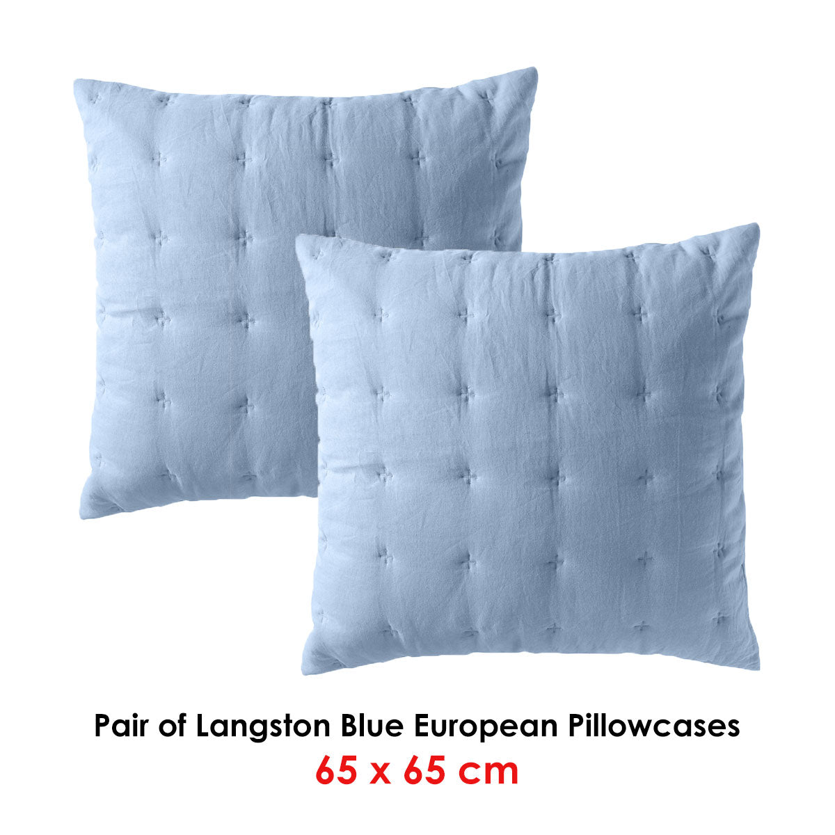 Langston Blue European Pillowcase Duo by Bianca