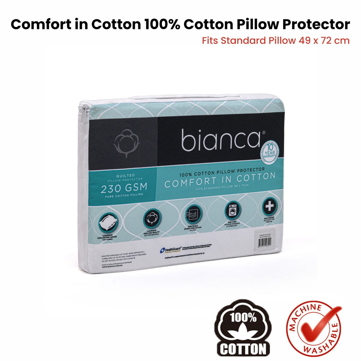 Bianca Dual Cotton Pillow Protector Set - Standard Size