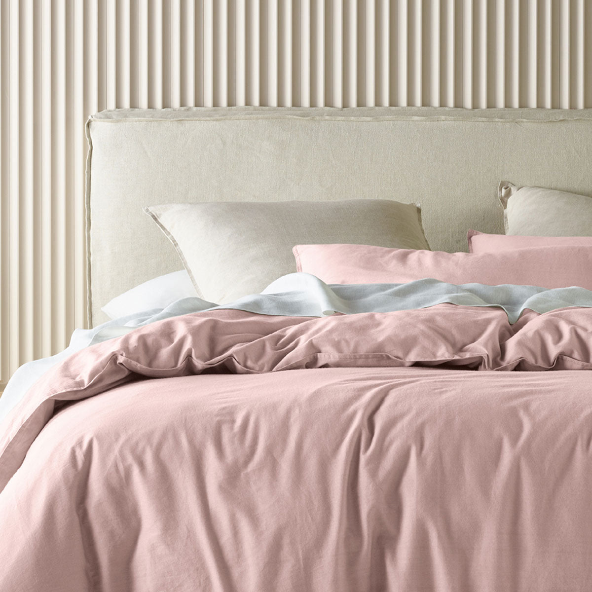 Blush Vintage Washed Cotton Quilt Cover Set by Bianca - Queen Size