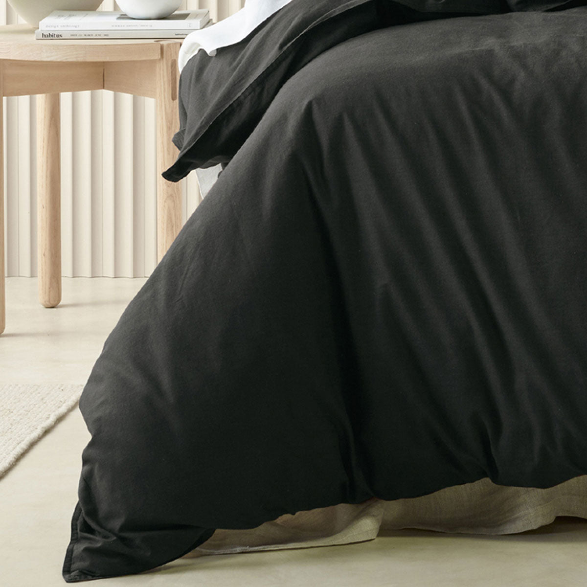 Charcoal Vintage Washed Cotton King Quilt Cover Set by Bianca