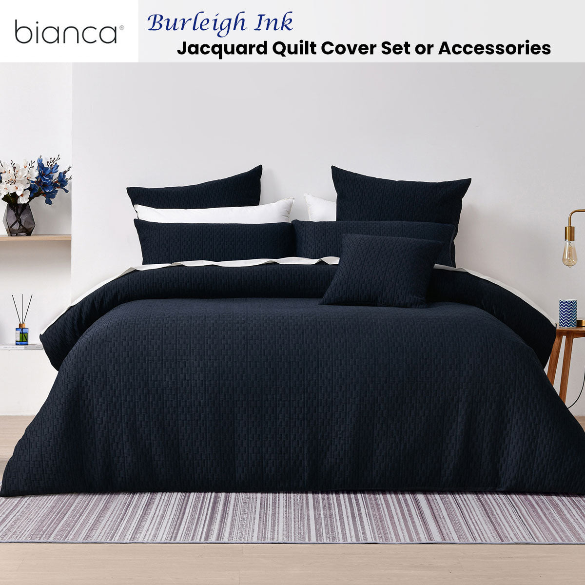 Bianca Burleigh Ink Jacquard Quilt Cover Set Queen
