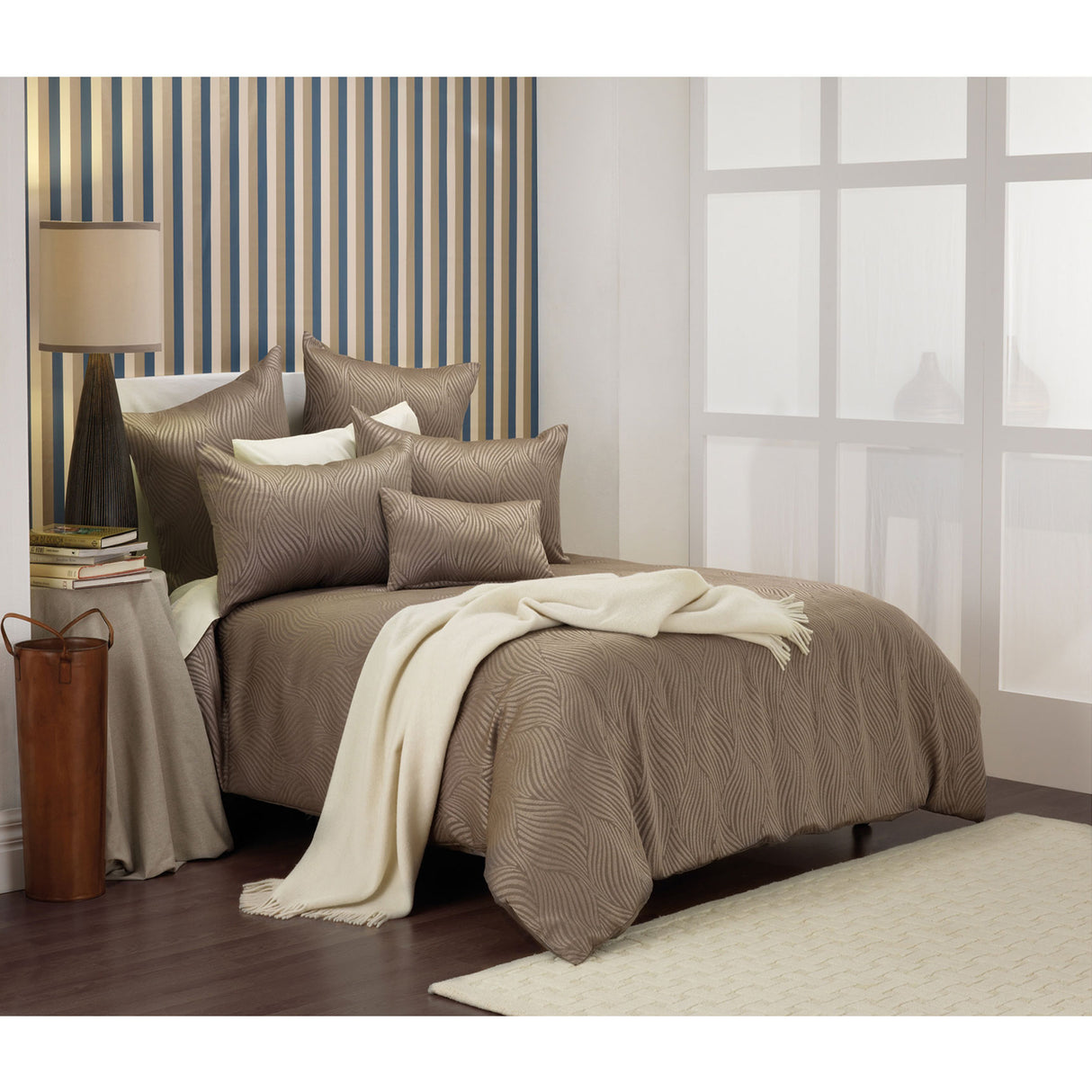 Hampshire Taupe Luxury Quilt Cover Set for Queen Size Beds