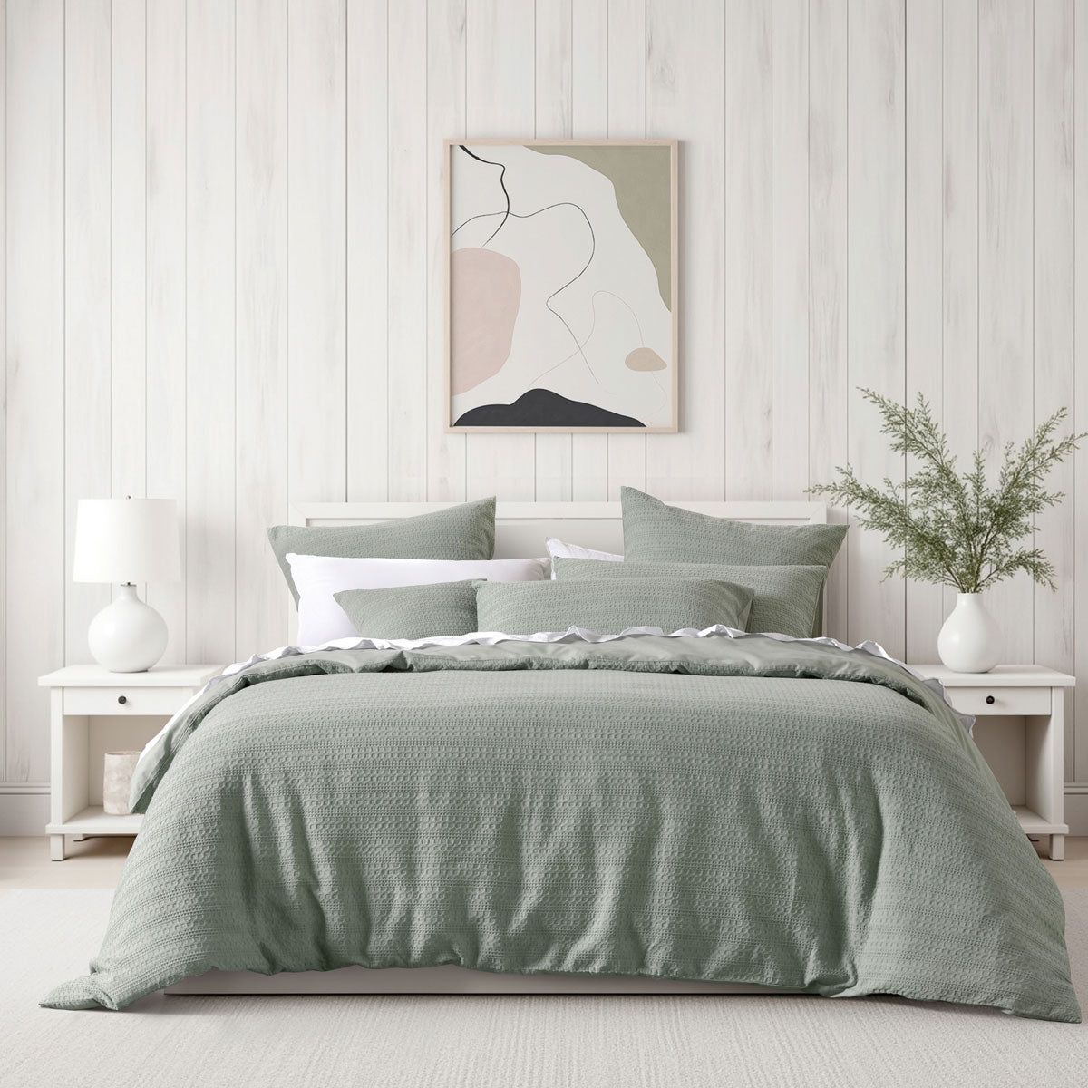 Bianca Kahlani Sage Waffle Quilt Cover Set Super King