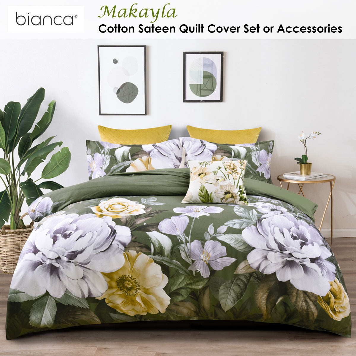 Makayla Floral Cotton Sateen Double Quilt Cover Set by Bianca