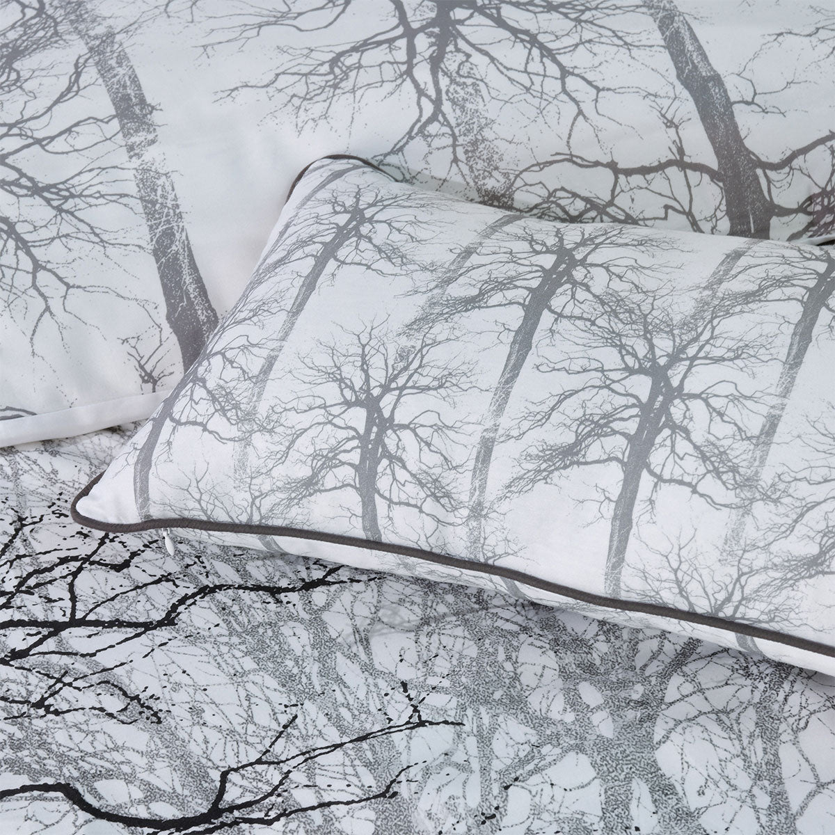 Bianca Myrtleford Grey Cotton Sateen Quilt Cover Set Queen