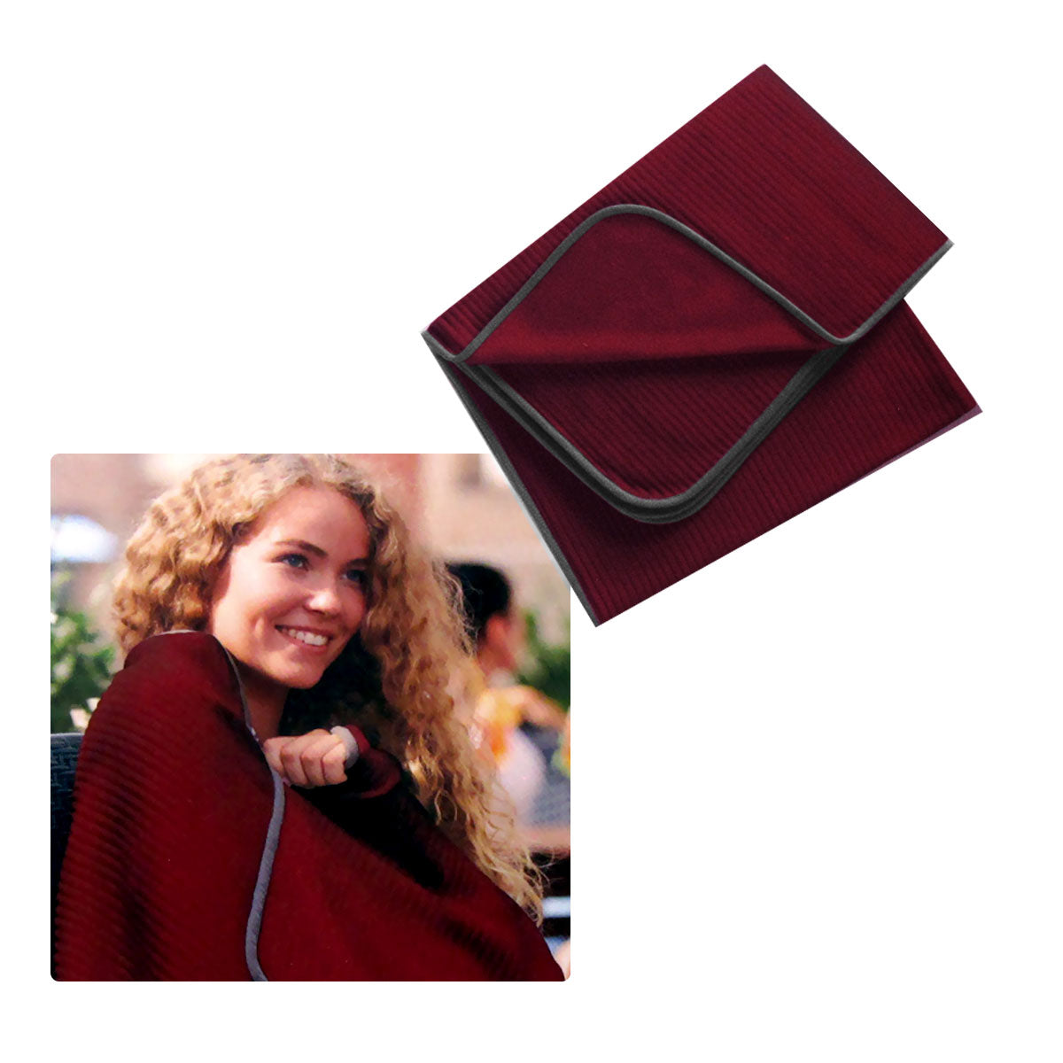 250GSM Ribbed Polar Fleece Throw 100 x 150cm Burgundy