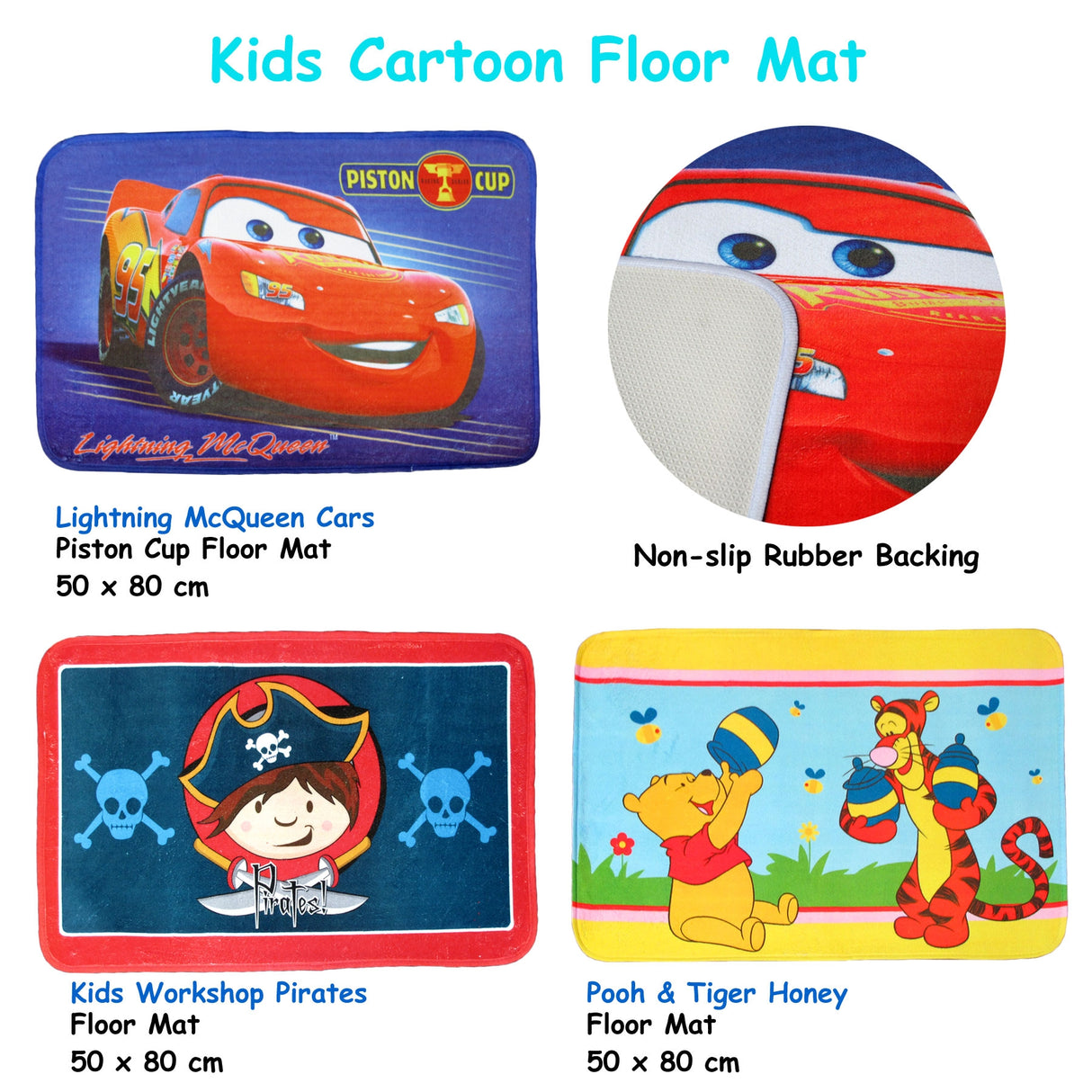 Kids Piston Cup Cars Floor Mat Featuring Lightning McQueen