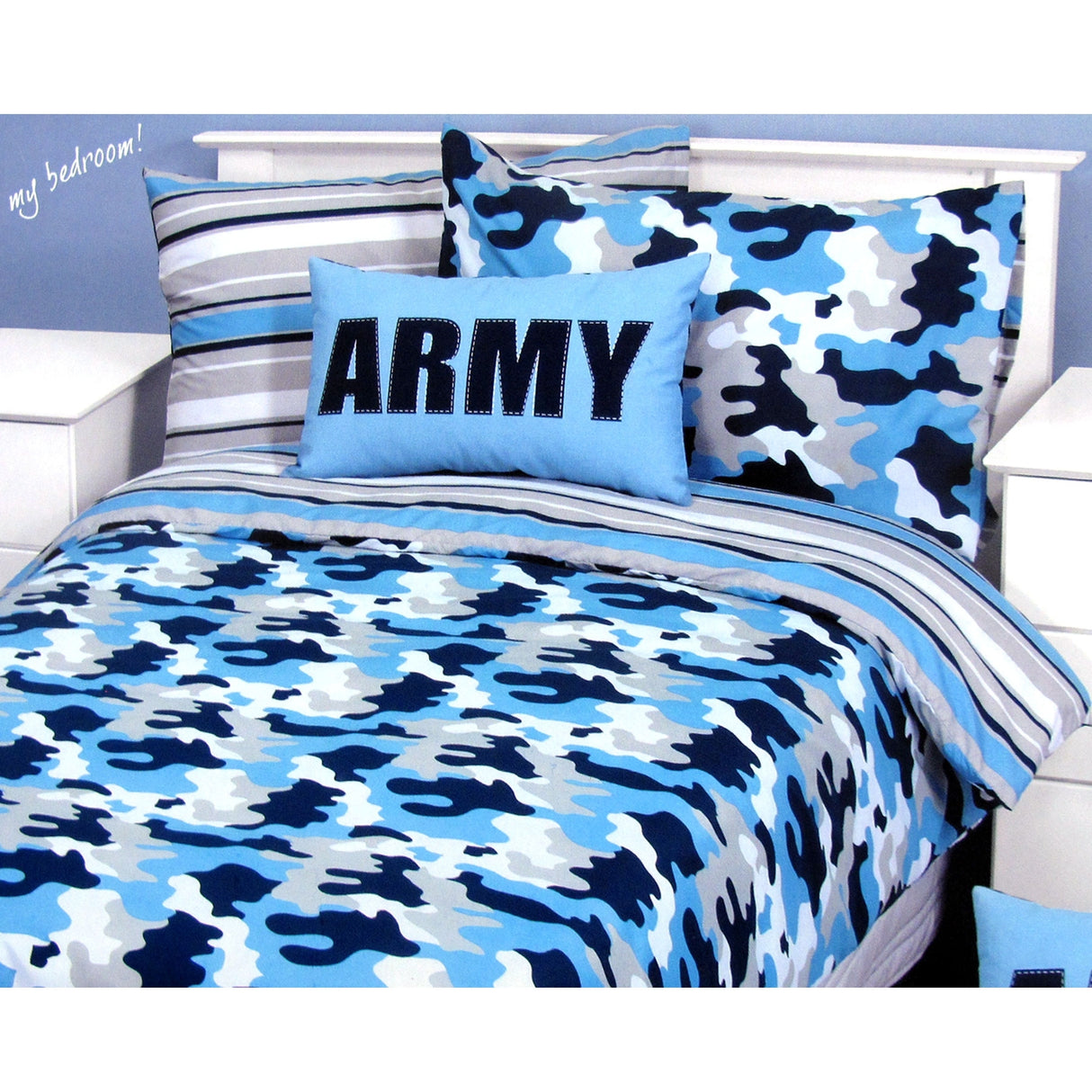 Kids Army Camouflage Blue Single Quilt Cover Set