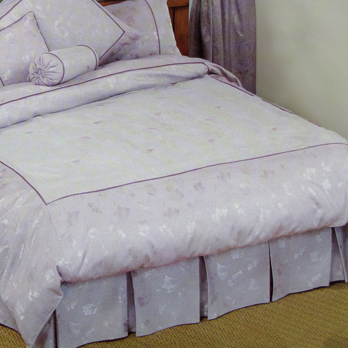 Sophia Lilac Floral Jacquard King Bed Valance by Phase 2