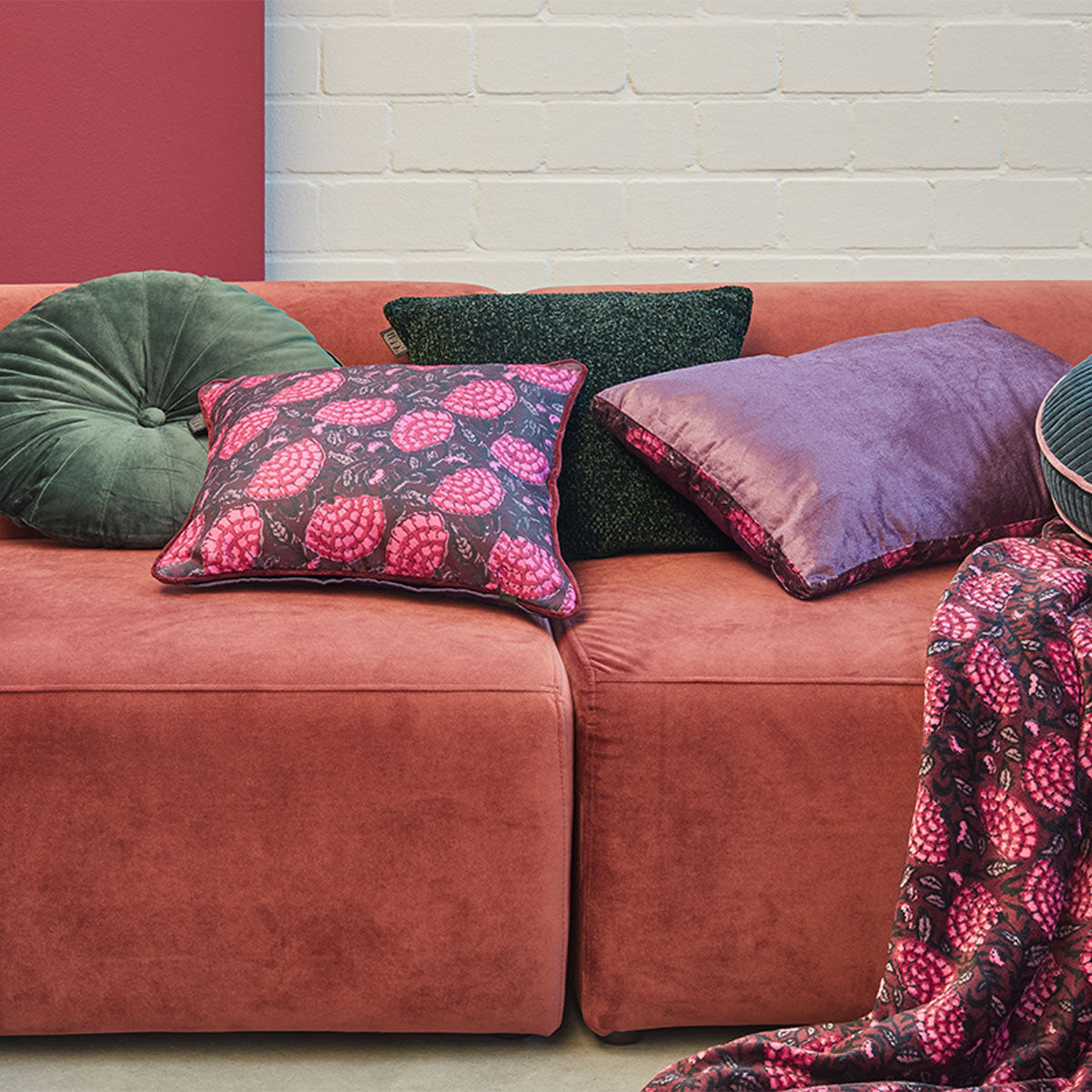 KAAT Amsterdam Jits Green Square Filled Cushion 45cm x 45cm