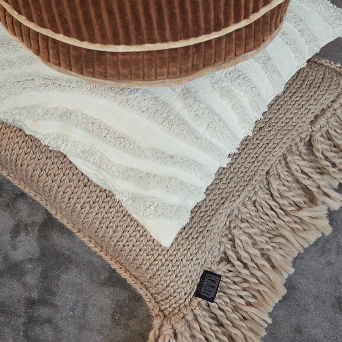 KAAT Amsterdam Jonine Sand Square Filled Cushion 45cm x 45cm