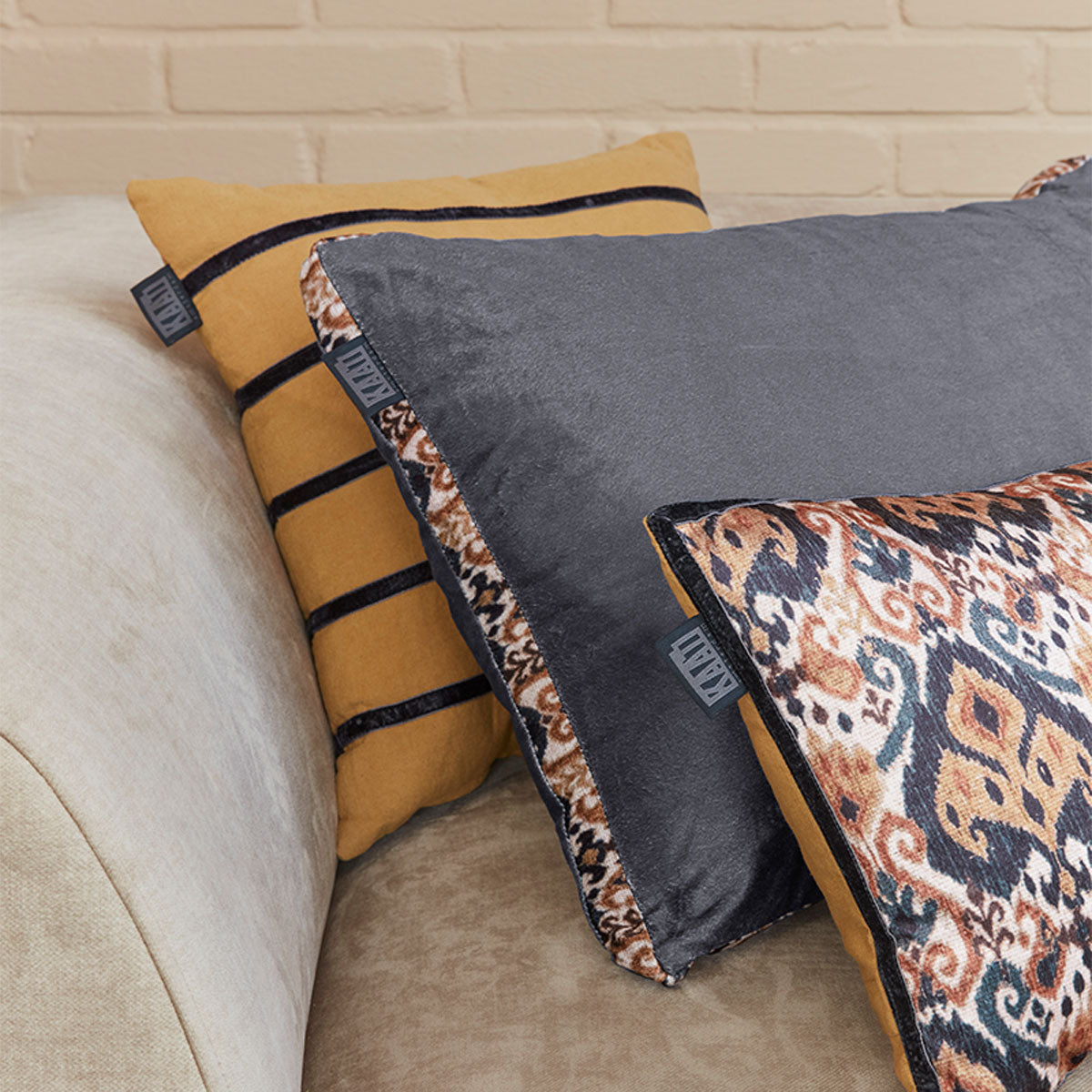 KAAT Amsterdam Myron Brown Stripe Square Filled Cushion 40cm x 40cm