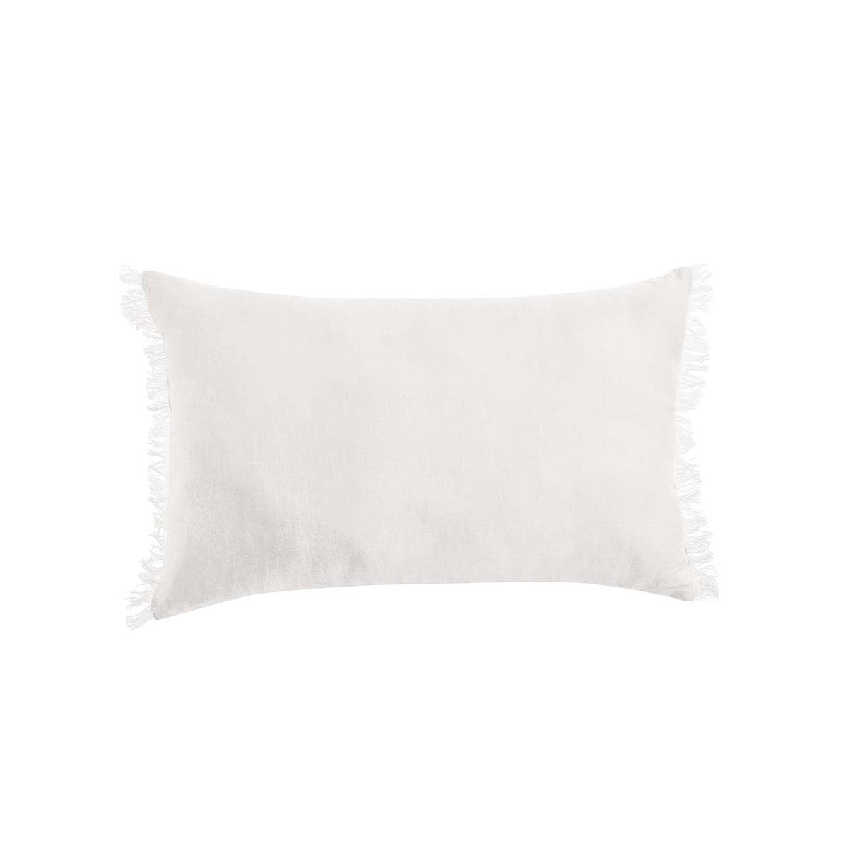 Oblong White French Linen Cushion with Frayed Edge - 35cm x 55cm by Vintage Design Homewares