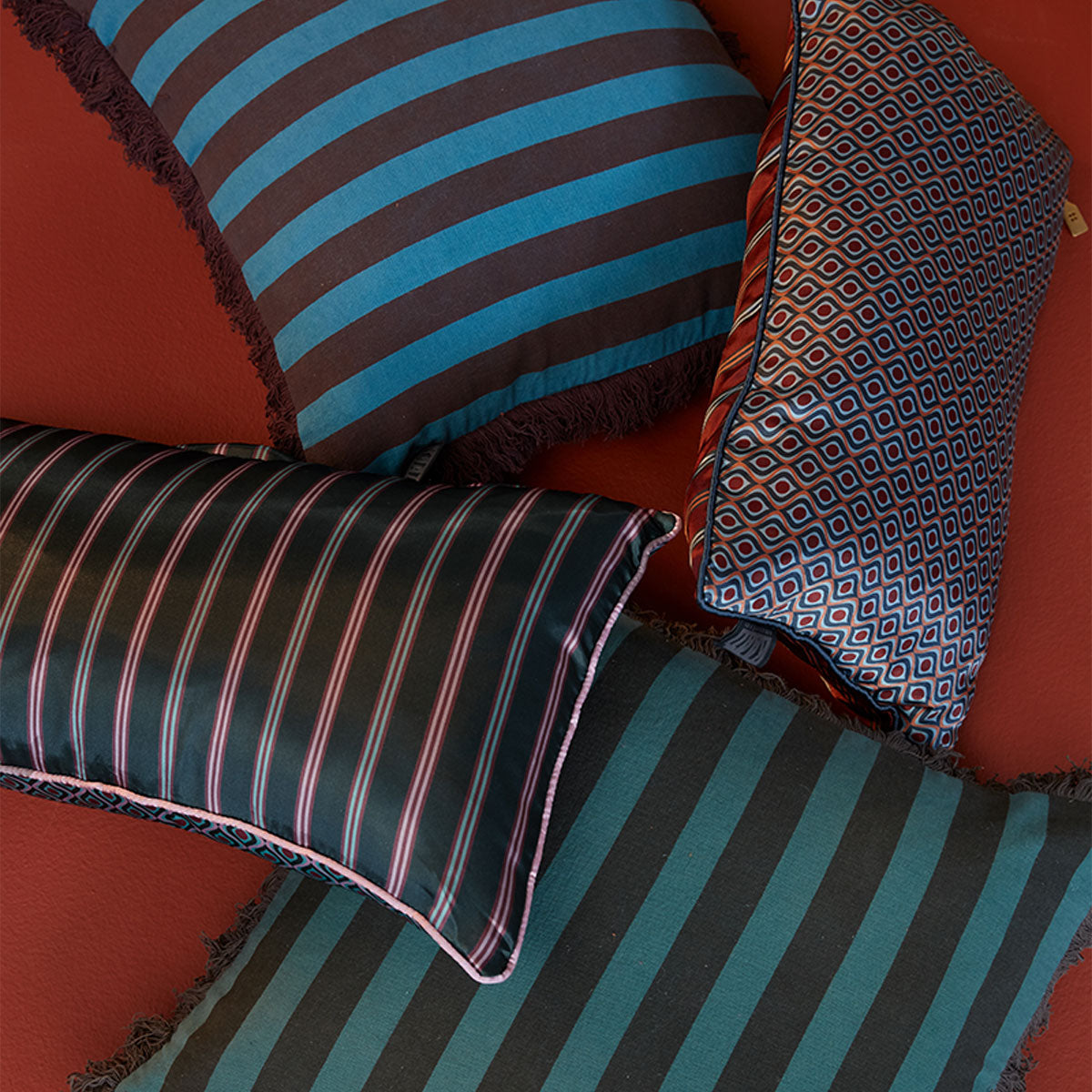 KAAT Amsterdam Meja Green Reversible Oblong Filled Cushion 30cm x 50cm