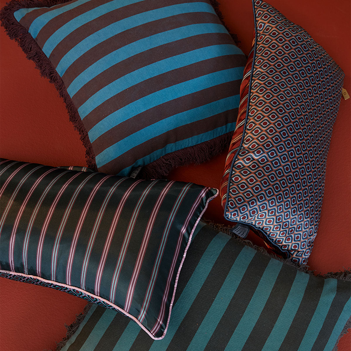 KAAT Amsterdam Meja Red Reversible Oblong Filled Cushion 30cm x 50cm