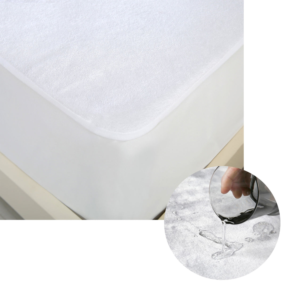 Cotton Top Waterproof Mattress Protector with 40cm Fitted Wall - Double Size