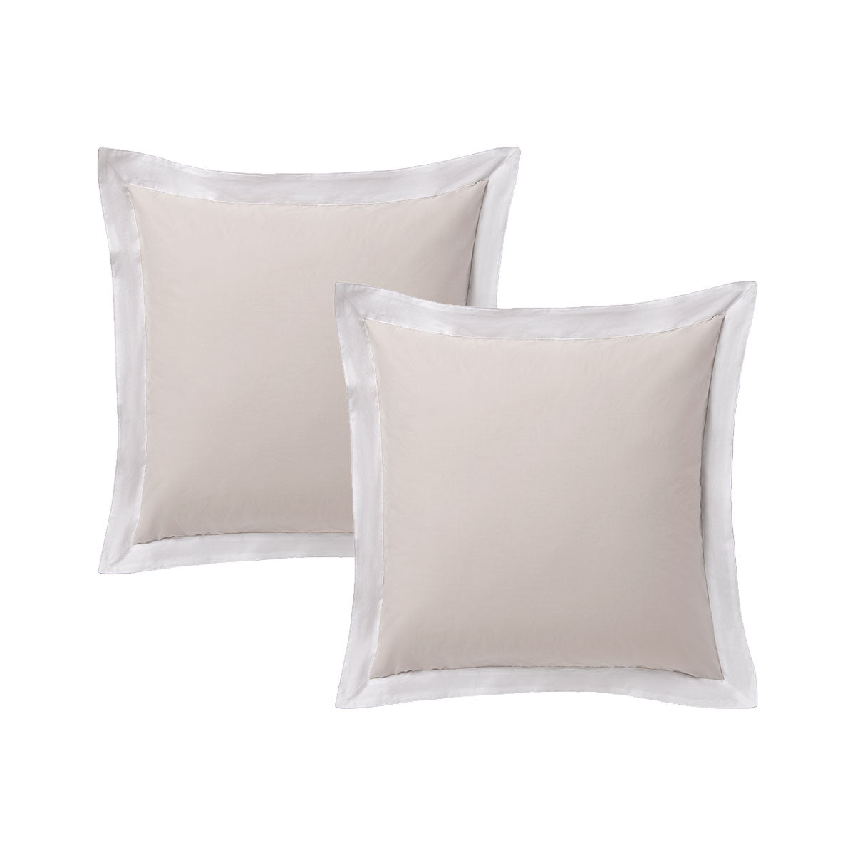 Deluxe Cotton European Pillowcase Set in White/Natural - 2 Piece Collection