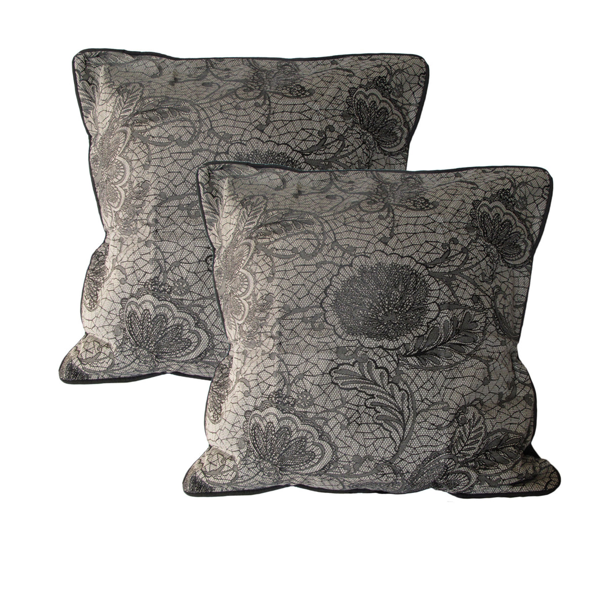 Trudie Lace European Pillowcase Set in Elegant Black