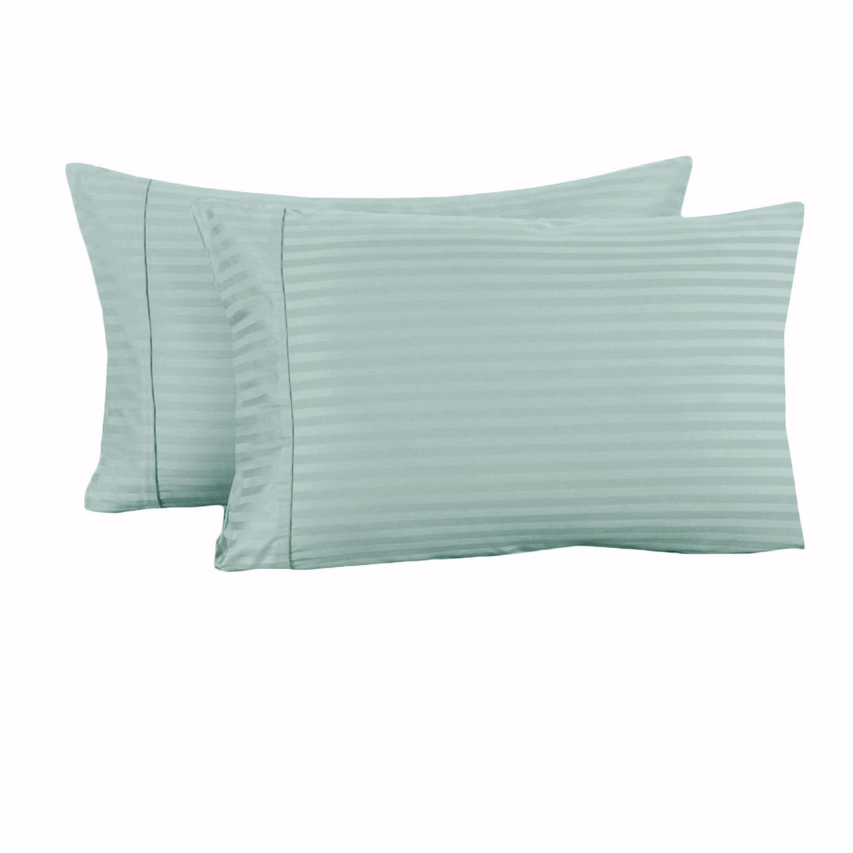 Elegant Striped Cuffed Pillowcase Set - 325TC Blue Pair