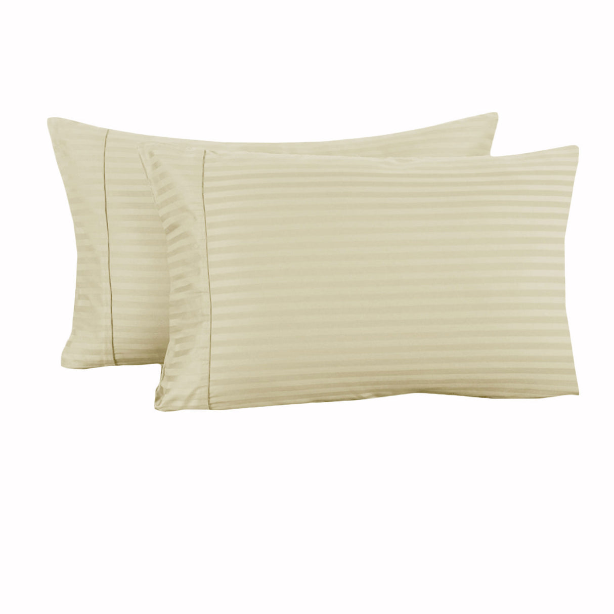 Elegant Ecru Striped Cuffed Pillowcases - 325TC Pair by Accessorize