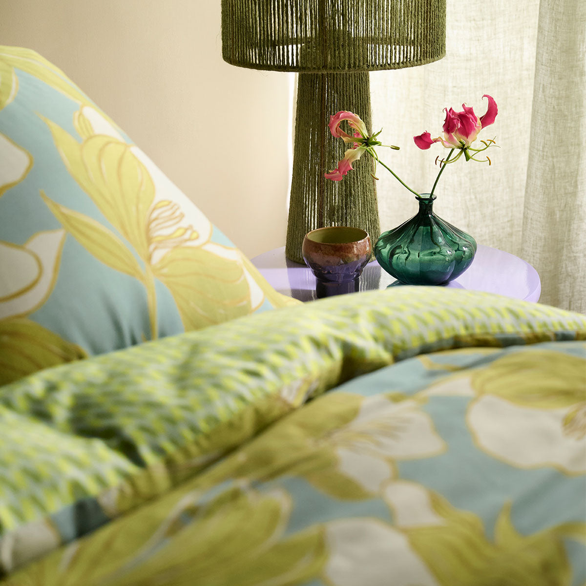 Oilily Melodi Green Cotton Floral Quilt Cover Set King