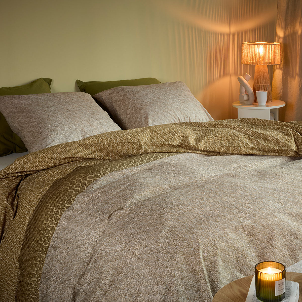 Bedding House Sanna Gold 100% Cotton Percale Quilt Cover Set Queen