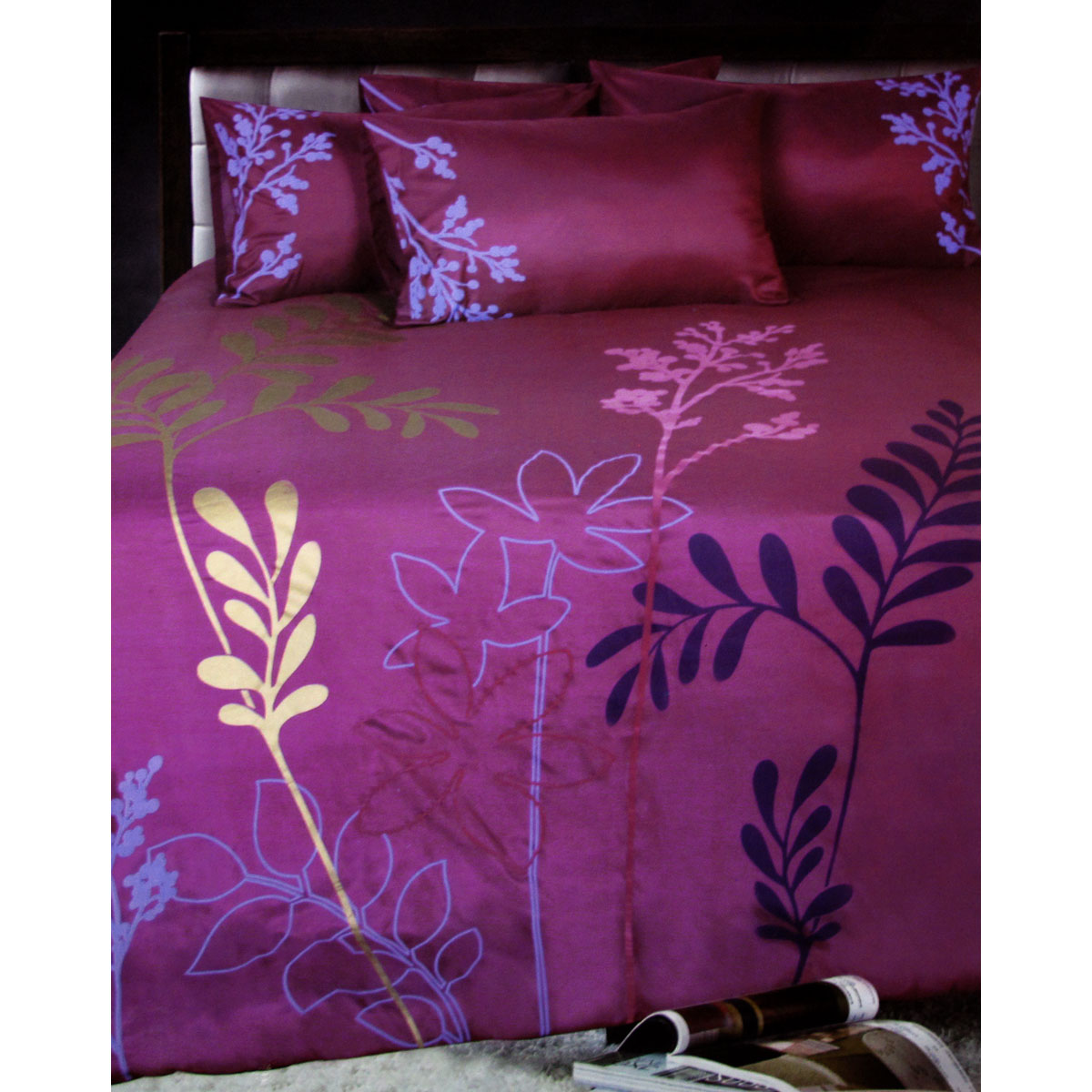 Savannah Plum Floral Quilt Cover Set for Double Beds