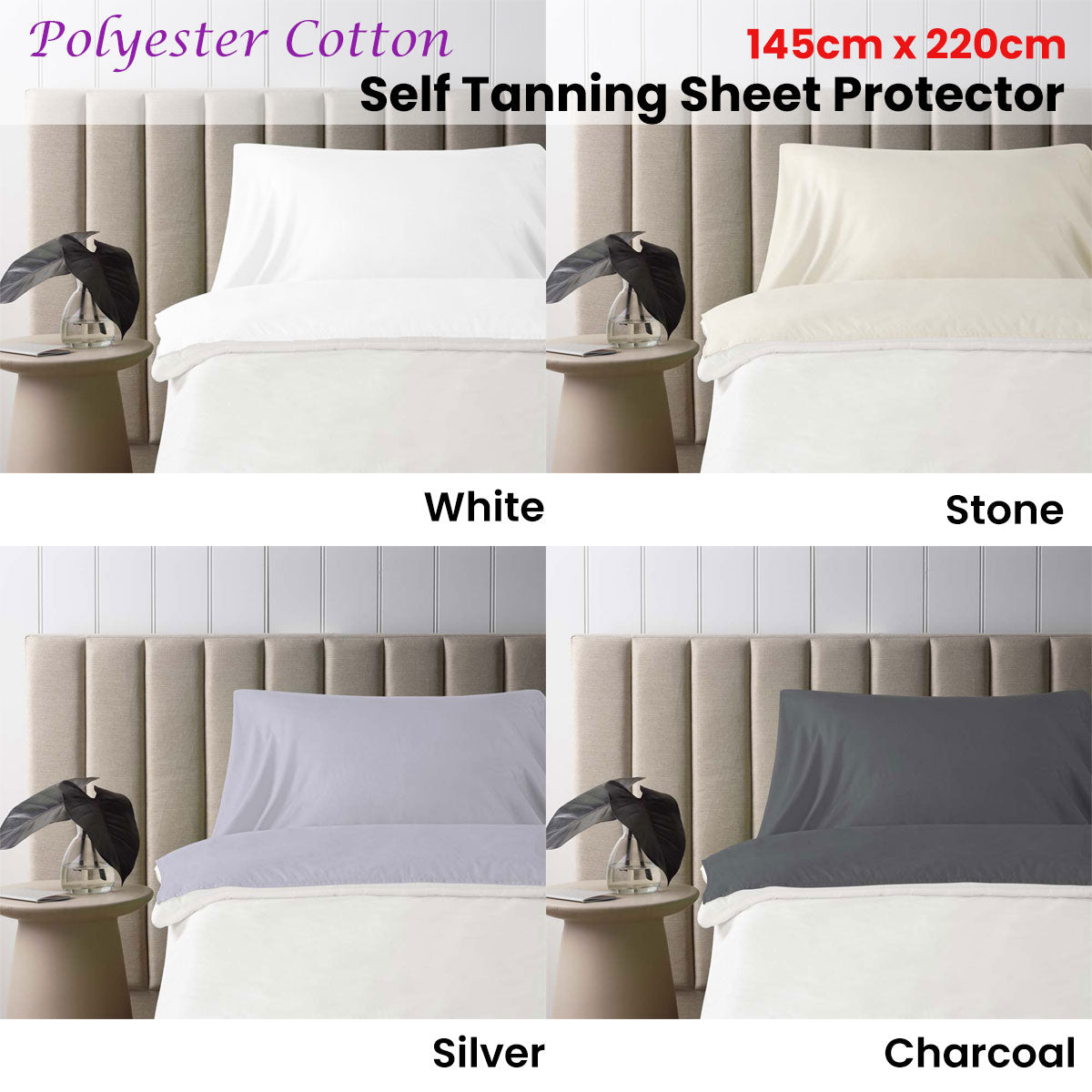 Self-Tanning Sheet Protector for Bedding – Accessorize 145cm x 220cm in Stone