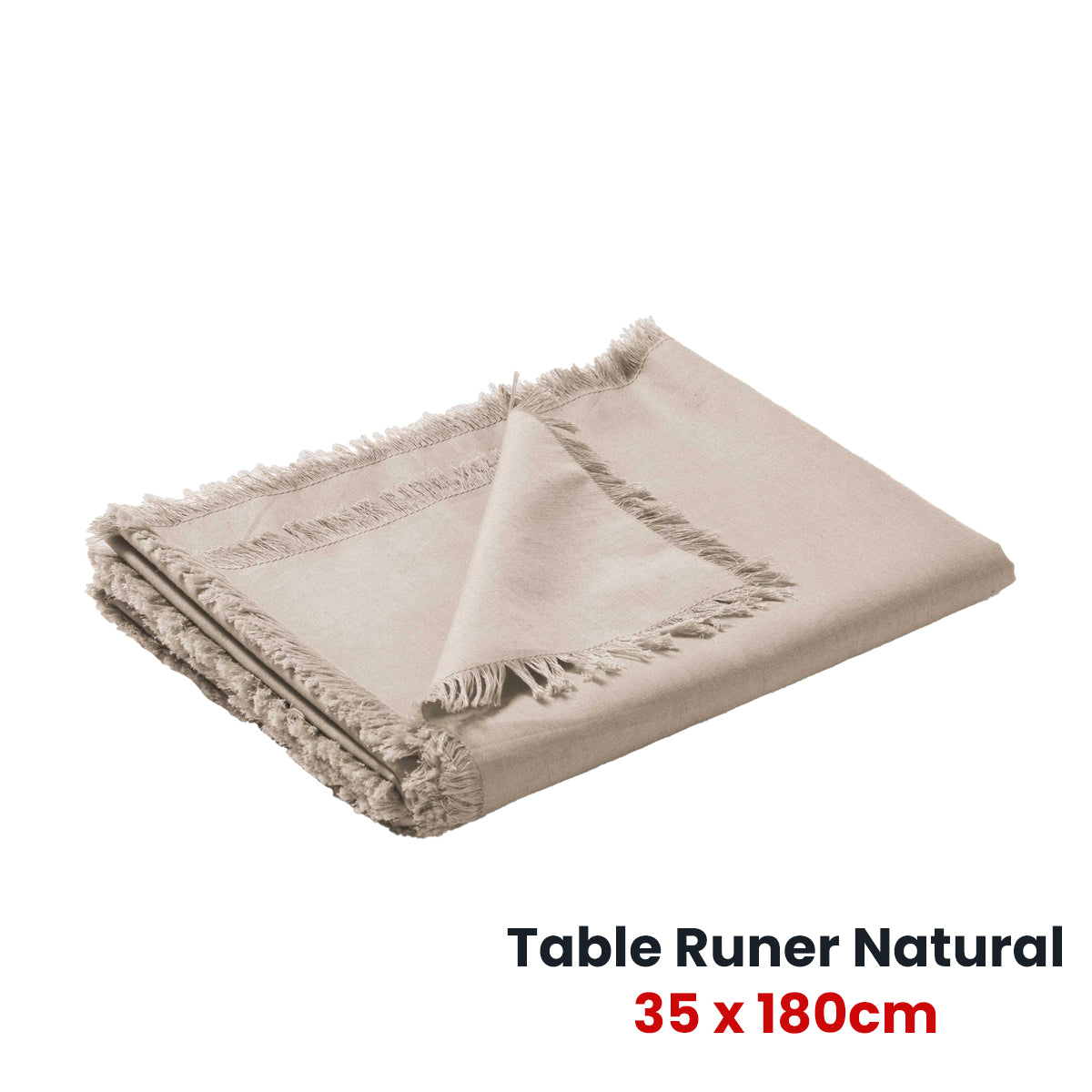 Gypsy Vintage Washed Linen Cotton Table Runner - 35 x 180cm with Delicate Fringe